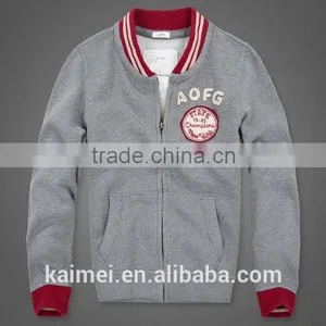 2017 New Design Popular Eco-friendly Breathable Fleece Baseball Zipper Hoodie CVC (60/40) thumbnail-1