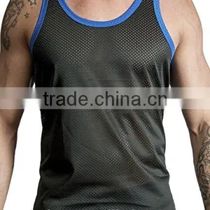 Custom Mens Polyester Mesh Sport Gym Tank Top thumbnail-4