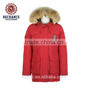OEM Women's Warm Long Down Jacket With Real Wolf Fur thumbnail-1
