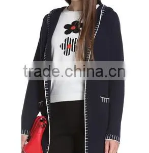 2017 Women's Open Front Heavy Hooded Mongolian Cashmere Coat With Pockets thumbnail-2