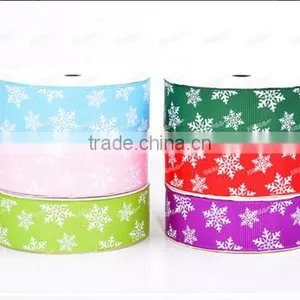 Hi-ana Ribbon 196 Merry Christmas White Snow Printed Satin Ribbon thumbnail-1