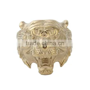 Titanium Steel Unadjustable Rings Gold Plated Tiger Animal thumbnail-1