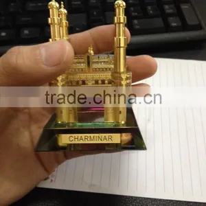 Crystal Hyderabad Charminar Mosque Model & 24k Gold Plated Metal Charminar Model for India Wedding Gift thumbnail-1