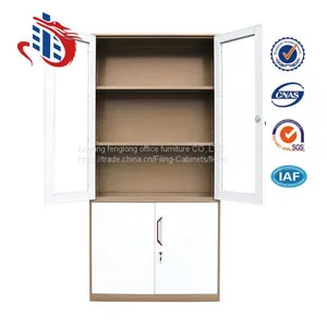 Modern Office 4 Glass Swing Door Metal File Cabinets thumbnail-3