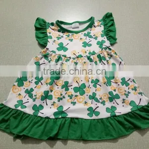 Wholesale Four Leaf Clover Pattern Baby Girl Dresses Spring/summer Simple Design Party Dress Child Frocks thumbnail-1