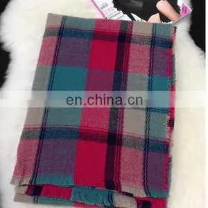 Grid Woolen Fashion Shawls Cross Printed Tartan Western Styles Women Fashion Winter Scarf Scarves thumbnail-2