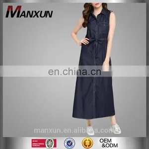Nice Design Lady Causal Clothing Navy Blue Jean Skirt Open Front Button Women Dress Wholesale 2016 thumbnail-1
