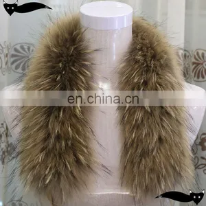 Hot Sale Natural 65cm Raccoon Fur Down Jacket Fur Hood thumbnail-1