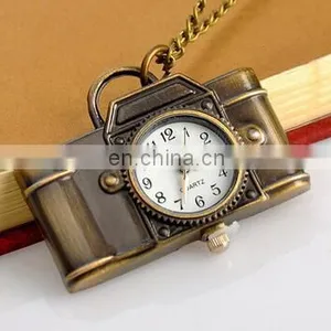 Pocket Watch Camera Pendant Necklace Quartz Antique Bronze Alloy Watch Long Chain Necklace Birthday Gift thumbnail-2