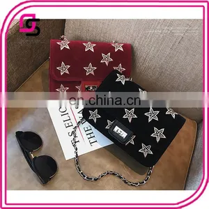 Star Embroidery Small Square Daypack Bag Fashion Printed Suede Ladies Bags thumbnail-1