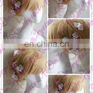 Aidocrystal Light Purple Flower Hair Clip,handmade Hair Pins Wedding Fascinators thumbnail-2