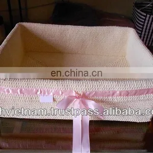 Cream pp Yarn Crochet Holder Basket thumbnail-1