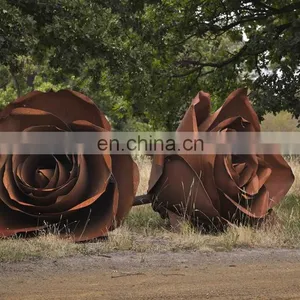 Garden Art Realistic Rose Corten Steel Sculpture thumbnail-5