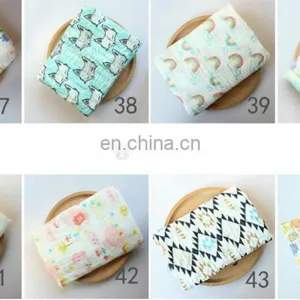 Muslin Cotton Blanket Unicorn Mermaid Dinosaur Lemon Baby Swaddle Cute Blankets 115*115cm Printed Flower thumbnail-7