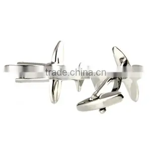Men's Cufflinks Airplane Plane Silver Cuff Lins for Shirt 22mm thumbnail-1