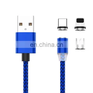 Wholesale Magnet 3 in 1 Magnetic Charging Cable USB To Type C Micro Mobile Phone USB MAGNETIC CABLE Data Cables thumbnail-1