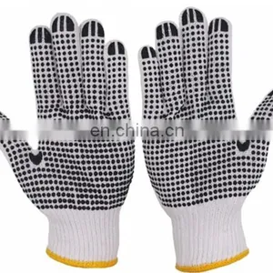 Cheap Wholesale High Quality Knitted Gloves Gardening Fabric Pvc Dotted White Cotton Gloves thumbnail-3