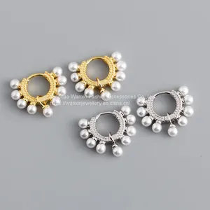 Pearl Circle Personality S925 Sterling Silver Earrings for Girls thumbnail-5