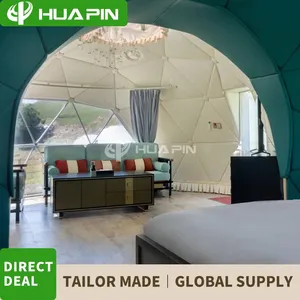 Scenic Area Homestay Hotel Tent 6m+6m+3m Starry Sky Room Camping Dome Starry Sky Tent Bubble House Spherical Tent Leather Lining With Bathroom thumbnail-4