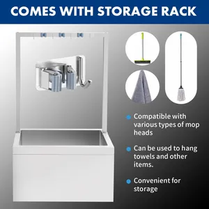 Stainless Steel Floor Mop Sink With Cleaning Tool Rack thumbnail-4