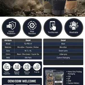 Gloves Factory Customized Heavy Duty Wear Resistant Hard Knuckle Touchscreen Full Finger Outdoor Combat Tactical Gloves thumbnail-3