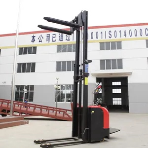 2T 3.5m Electric Stacking Truck New Steel Pallet Stacker With Adjustable Lifting Forks Walking Stand-On Type for Hotels thumbnail-2