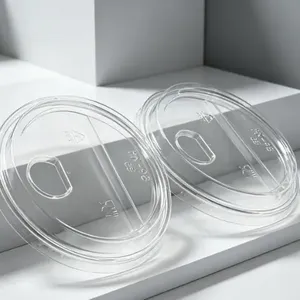Dome Plastic Disposable Lid With Straw Hole For Milk Tea Boba Cup thumbnail-1