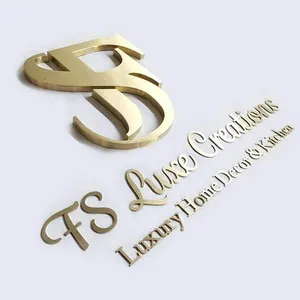Gold Finish 3D LED Backlit Channel Letter Brushed Stainless Steel Letters thumbnail-2