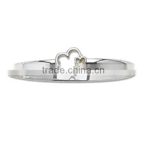 Stainless Steel Expandable Bangle Wholesale, Medium Double Heart Bangle Bracelet thumbnail-1