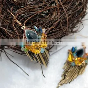 Wedding Bridal Crystal Long Earrings Retro Tassel Earrings Top Design Crystal Earring thumbnail-2