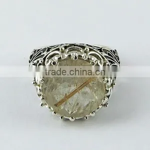 Heart Of Rose Golden Rutile Ring, Gemstone Silver Jewelry, Handmade Silver Jewelry thumbnail-3