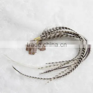 2016 Hot Sale Cheap Grizzly Natural Real Rooster Clip In Feather Hair Extensions thumbnail-1