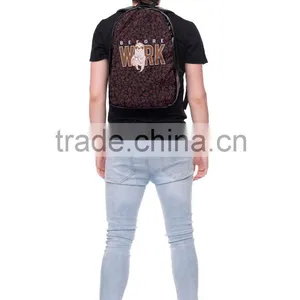 High Quality 3D Print Custom Leather Men Travelling Backpack Bag thumbnail-4