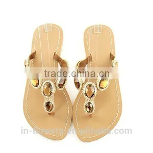 New Womans Artificial Stone Toe Post Ladies Slippers Sandals 2015 thumbnail-2