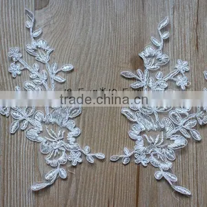 Vintage Alencon Lace Applique Embroidery Trim,Lace Flower Patch Wedding Supplies thumbnail-2