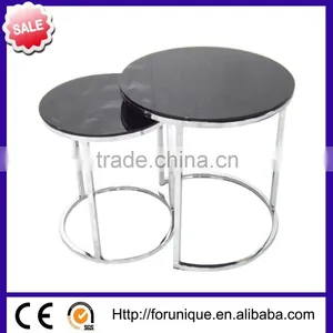 Round Glass Top Side Table Hotel Table thumbnail-1