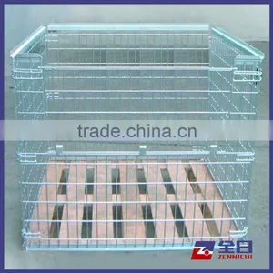Collapsible Wire Mesh Pallet With Built-In Wooden Plate thumbnail-1