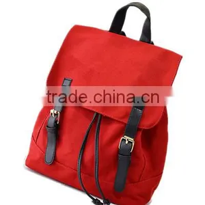 100% Cotton Red Color Drawstring Backpack for School Teenagers thumbnail-1