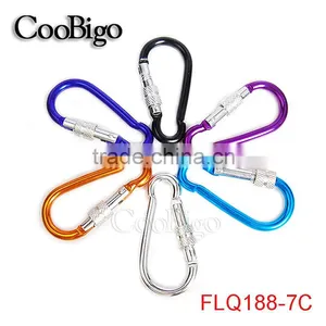 Multi-Color Aluminum Spring Locking Carabiner Snap Hook Keychain Hiking Camping #FLQ188-7C(Mix-s) thumbnail-1