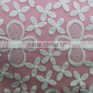 Top Quality Dress Flower Pattern Embroidery Cotton Lace Embroidery Fabric thumbnail-3