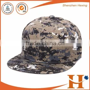 Custom Metal LOGO Camo Sanpback Cap, 3D Embroidery Camouflage Pattern Flat Brim Cap Most Popular thumbnail-4