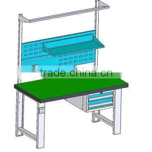Metal Work Table With 2 Drawers and Panel thumbnail-1