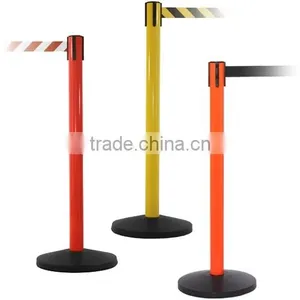 Factory Queue System Pole Retractable Stanchion With Belt Rubber Safety Barrier thumbnail-2