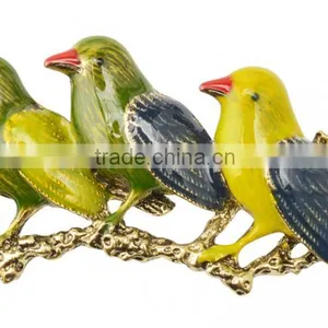 Gold Plated Three Birds On The Brunch Christmas Brooch thumbnail-1