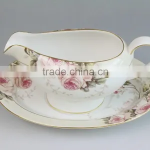 Porcelain Saucer Boat, Porcelain Gravy Boat, Gravy Boats With Saucer thumbnail-2