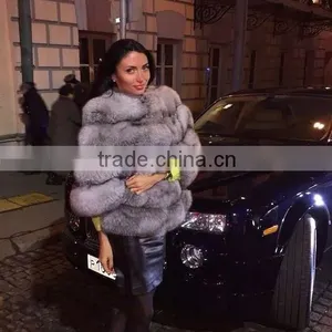 New Russian Style Luxury Silver Fox Fur Coat thumbnail-1