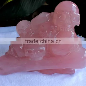 Natural Rose Quartz Crystal Skull Head Craft Quartz Crystal Skull thumbnail-2