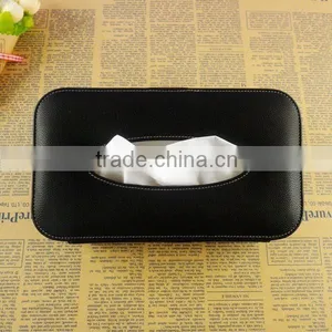 Fashion Leather Car Paper Towel Weaving Box Handmade pu Paper Napkin Box Wholesale thumbnail-1