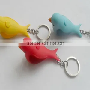 Cute Bird Singing Led Light Pvc Key Ring Key Chain thumbnail-1