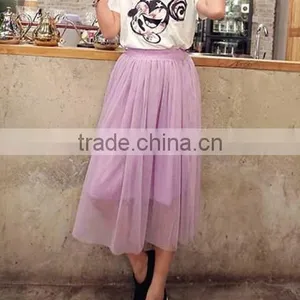 Summer Women's Net Yarn Casual Long Skirt Candy Color Solid Maxi Skirt thumbnail-4